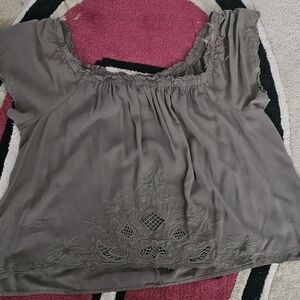 Olive Green Of the Shoulder Blouse